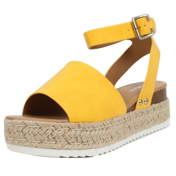 Shoes | Yellow Open Toe Halter Ankle Strap Espadrille | Poshmark